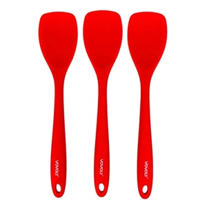 Juego de 3 cucharas de espátula de silicona antiadherentes resistentes al calor roja - Imagen 1 de 3