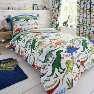 Childrens Boys Girls Dinosaur Park Jurassic T-Rex Dino Green Reversible UK Si... - Picture 1 of 9