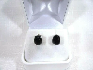 6.26 ct Natural Black Onyx Solid Sterling Silver Stud Earrings - Bild 1 von 11