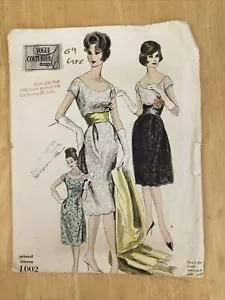 VINTAGE 1950'S 60’s VOGUE DRESS, STOLE & SLIP SEWING PATTERN - UNUSED SIZE 12 - Picture 1 of 12