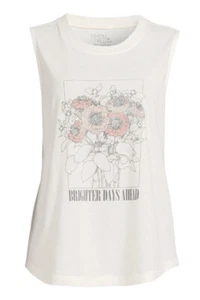Time And Tru “Brighter Days Ahead” Saying Quote Tank Top Ivory Color Sz: 2X, 3X - Picture 1 of 5