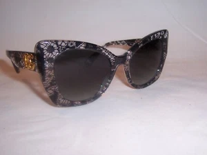 NEW DOLCE & GABBANA SUNGLASSES DG4405 32878G BLACK LACE/GRAY GRADIENT 53MM - Picture 1 of 7