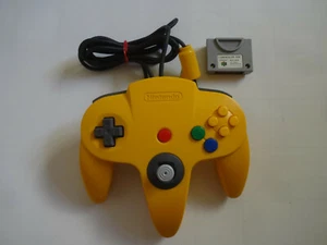 Nintendo 64 CONTROLLER Bros Color Is Yellow NUS-005 w/Controller pack Japan #195 - Picture 1 of 12