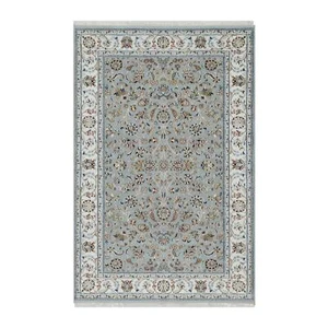 5'x8' Beau Blue Wool and Silk Nain with Flower Design Hand Knotted Rug G91052 - Picture 1 of 8