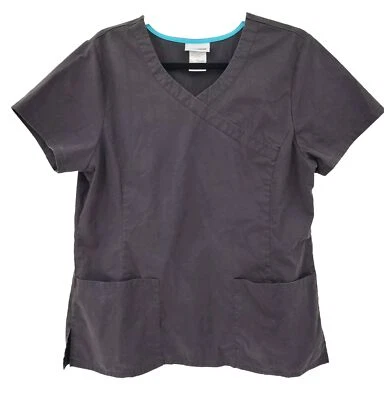 Blusa Médica ScrubStar Para Mujer M Negra Manga Corta Bolsillos Frontales Estilo Enfermera 90001 Foto 1 de 4