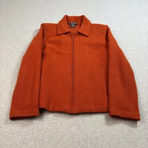 Vintage Sarah Wolljacke Damen L Orange Full Zip Retro Academia Heritage Boho - Bild 1 von 8