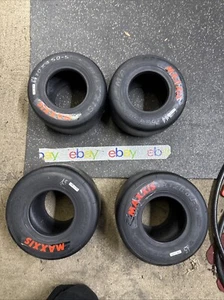 Brand New Set Of 4 Maxxis Orange 5” Diameter Go Kart Racing Tires - Picture 1 of 15