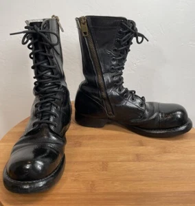 Vintage Corcoran Springerstiefel schwarz Leder seitlicher Reißverschluss Messing Serval Herren 6 1/2 E - Bild 1 von 21