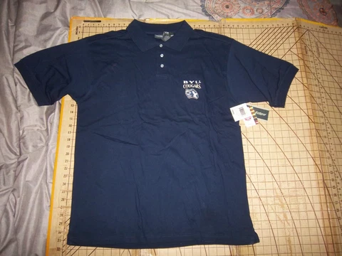 MENS LARGE BLUE NCAA BYU COUGARS COTTON SS POLO SHIRT - NWT Cover