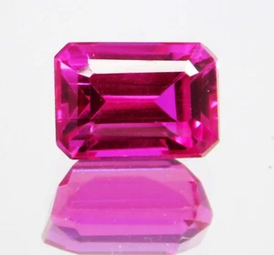 Natural Pink Rhodolite Garnet 8.35 Ct Emerald Cut Excellent Certified Gemstone - Picture 1 of 7