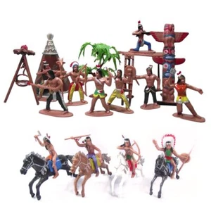 21 Pcs Plastic Indian Figures Playset Toy Native American Figures with Horse Te - Picture 1 of 6
