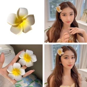 1 pz Plumeria matrimonio fiori artificiali hawaiani spilla capelli accessori clip capelli `; - Foto 1 di 13