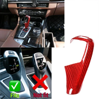 Cubierta de perilla de cambio de marchas de mango de fibra de carbono real roja para 11-16 F10 528i 550i Foto 1 de 4