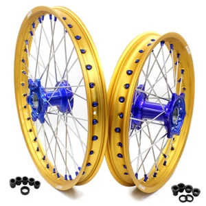 KKE 21/18" Cast Wheels Fit Yamaha YZ125 YZ250 1999-2025 YZ250F YZ450F Gold Rims - Picture 1 of 13