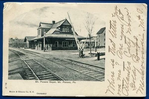 Mt Pocono Pennsylvania pa Pennsy Railroad Depot postcard - Picture 1 of 2
