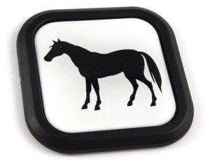 Horse Square Black rim Emblem Car 3D Decal Badge Bumper 2" - Foto 1 di 7