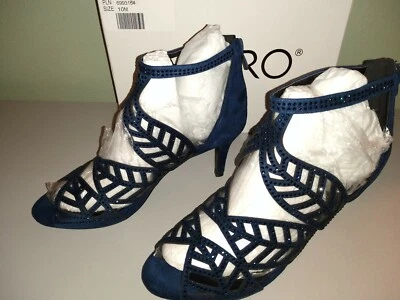 Mujer Azul Marino Tiana Zapato Ashro 10 M Tacón Trasero Cremallera Sintético 3" Tacón Brillo  Foto 1 de 4