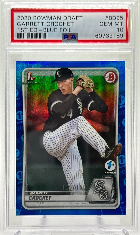 PSA 10 Garrett Crochet 2020 Bowman Draft 1st Edition Blue Foil /150 POP 2! - Image 1 of 2