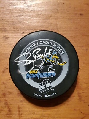 Sean Burke Autographed Hockey Puck Phoenix Roadrunners Official Game InGlasCo  - Image 1 of 4