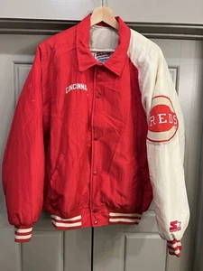 VTG Cincinnati Reds Starter Jacket Sz Large Diamond Collection Made in USA - Picture 1 of 5