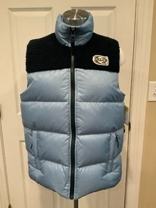 Coach Men's Signature Color Block Puffer Vest Light Dark Blue Fleece Size M NWT! - Picture 1 of 10