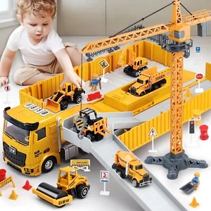 Kids Construction Toys, Construction Truck Toys Set w/Crane, Excavator, Forkl... - Picture 1 of 6