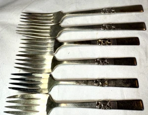 SET OF 6 SILVER PLATE FORKS MORNING STAR DESSERT SALAD DINNER -FREE SHIP - Picture 1 of 3