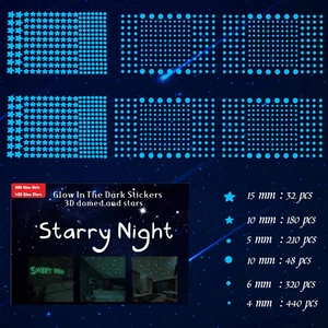 1230 PCS Ultra Glow in the Dark Stars Wall Stickers, 3D Adhesive Dots Decor Star - Picture 1 of 12