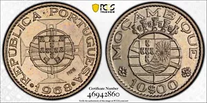 MOZAMBICO 1968 10 Esc., PCGS SP65 (PROVA) KM-Pr53 - Foto 1 di 1