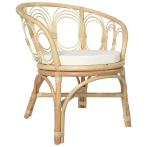 Esszimmerstuhl mit Kissen Rattan und Leinen - Bild 1 von 6
