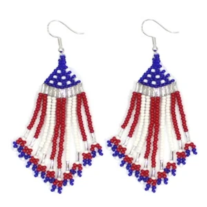 PENDIENTES DE COLOR BANDERA AZUL BLANCO BLANCO BLANCO ESTILO NATIVO HECHOS A MANO E61/20 - Imagen 1 de 5