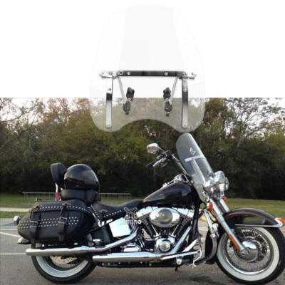 Parabrisas de 18"x16" apto para manillar de 7/8" y 1" para Harley Heritage Softail Classic Foto 1 de 4