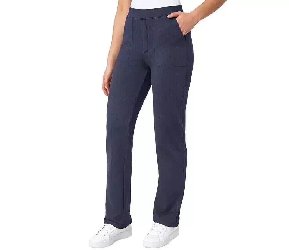 Mondetta Women's Herringbone Straight Leg Pants Blue Large