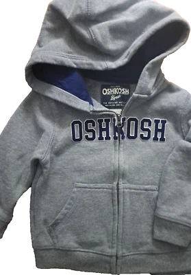 Boys Size 12 OshKosh gray Sweatshirt full zip hoodie Ks - Image 1 of 3