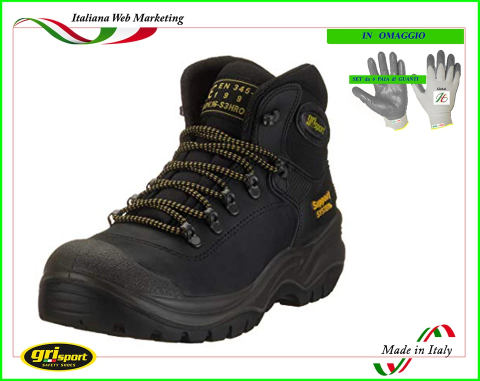 SCARPE ANTINFORTUNISTICA GRISPORT 703 CORTINA S3 + GUANTI LAVORO - Immagine 1 di 4