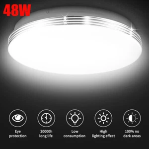 48W LED Panel Ceiling Light Ultra Thin Home Fixture Bedroom Kitchen 6600K Lamp - Picture 1 of 10