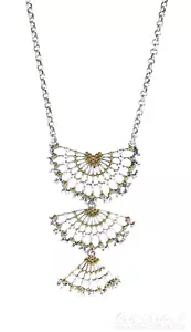 $49 Lucky Brand Openwork Fan Flex Drop Silver-Tone Chain Necklace, 34"L new - Picture 1 of 2