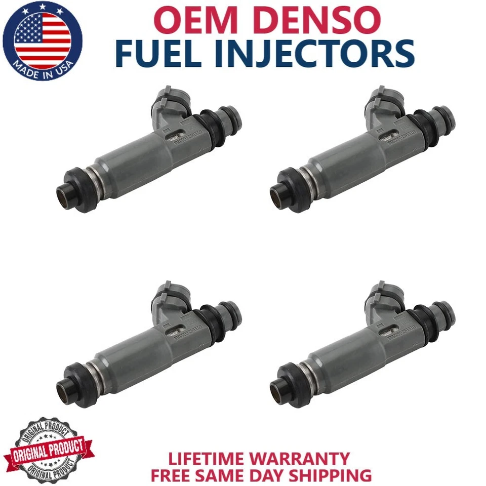 4x OEM Denso Fuel Injectors Fits 1997-1998 Mazda Protege 1.5L I4 #195500-3110 - Image 1 of 4