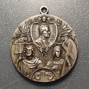 MEDALLA RELIGIOSA ITALIA ROMA VATICANO 1913 PIO X CONSTANTINO Y SANTA HELENA - Bild 1 von 2