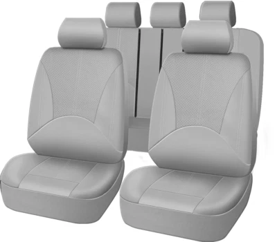 For Toyota Auto Car Seat Cover Full Set Leather 5-Sits Front Rear Protector Gray - Imagem 1 de 4
