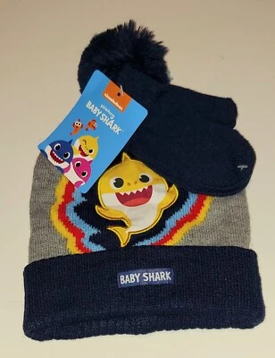 Baby Shark Toddler's Girl/Boy Beanie Knit Hat & Mittens Set *NWT  - Image 1 of 4