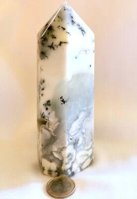 Dendriten Opal Obelisk, Edelstein - Kugel - 145 * 52 mm - Jumbo - Weiß - Chakra - Bild 1 von 4