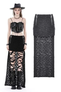 DARK IN LOVE Gothic Punk Devil Hands Distressed High Low Steampunk Party Skirt - Picture 1 of 20