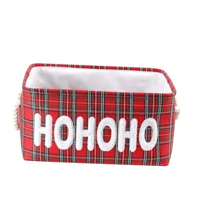 Cestas de regalos de Navidad vacías caja de adornos de granja almacenamiento de regalos grande HOHOHO Foto 1 de 4