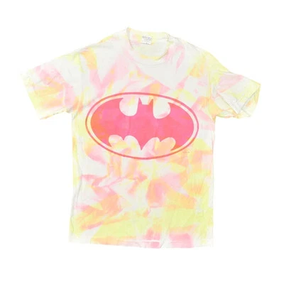 Camiseta de algodón para mujer Batman de colección única cosida 1982 rosa y amarilla talla S Foto 1 de 4