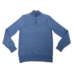 Crew Clothing 100% Wolle Reißverschluss Pullover S BLAU viertel Polo Herren - Picture 1 of 6