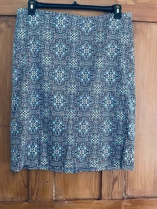 Talbots blau bunt geometrisch Baumwolle Stretch gerader Rock Gr 14 - Bild 1 von 5
