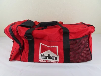 Vintage Marlboro Duffle Bag Red Team Penske Shoulder Strap Gym 23x10x9 90s Y2K - Image 1 of 4