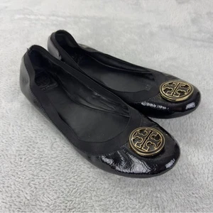 Tory Burch Damen-Ballerinas Größe 11 US Caroline schwarz Lackleder flach - Bild 1 von 12