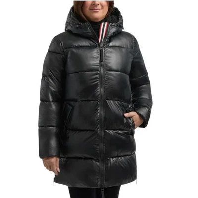 *NEW* Hunter Women's Puffer Jacket Hoodie Inner Fleece Trim Black Size Small - Image 1 of 4